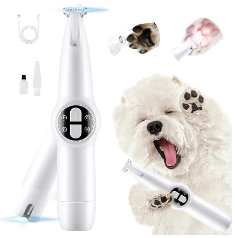 PetTrim 2-in-1 — Aparador silencioso de unhas + cortador parcial de pelos