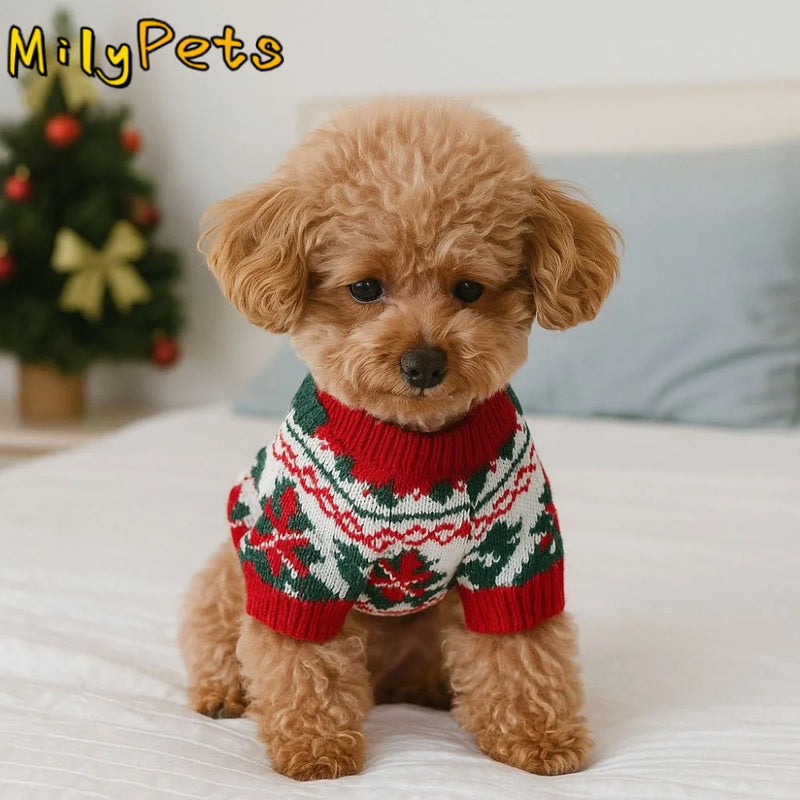 Dress Up Cartoon Pattern Pet Christmas Sweater Warm Soft Cat Elk Knitwear Christmas Puppy Clothes Holiday