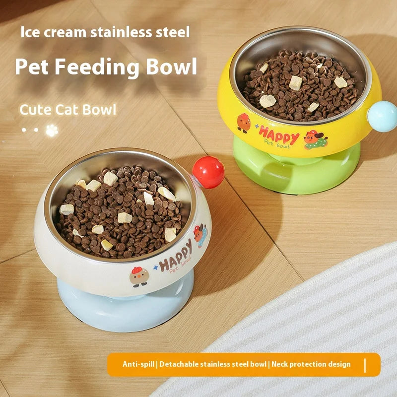 Tigela antiderrapante para animais de estimação, tigela de água, tigela de comida, proteção da coluna cervical para gatos e cães, suprimentos para casa