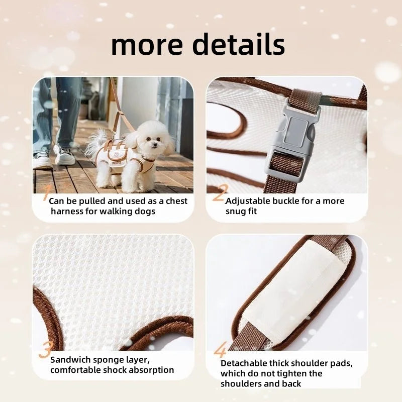 Bolsa de Transporte para Animais de Estimação Conversível, Respirável e Sem Mãos com Clipe de Arnês, Ombros Ajustáveis e Manuseio para Caminhadas e Uso Diário