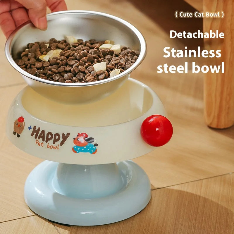 Tigela antiderrapante para animais de estimação, tigela de água, tigela de comida, proteção da coluna cervical para gatos e cães, suprimentos para casa