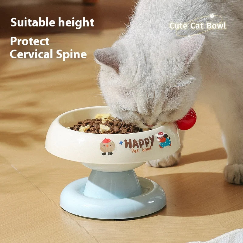Tigela antiderrapante para animais de estimação, tigela de água, tigela de comida, proteção da coluna cervical para gatos e cães, suprimentos para casa