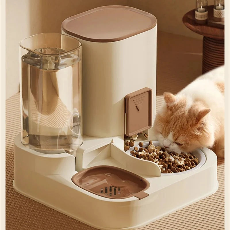 Pet Cat Automatic Feeder, Water Dispenser, Large Capacity Dry Wet Separation Food Container, Pet Supplies