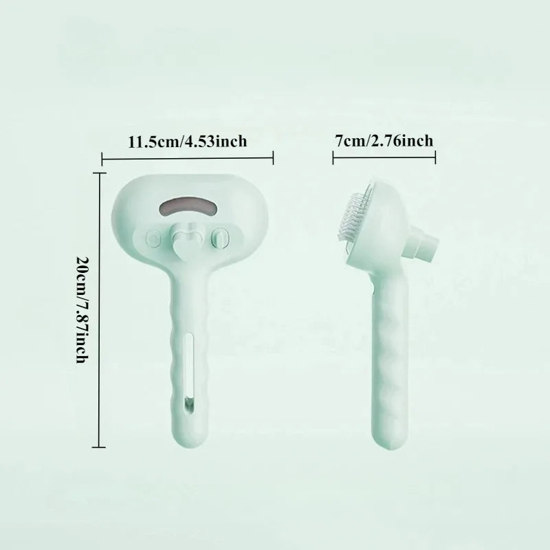 Escova de Massagem a Vapor para Pelos com Dentes Macios Spray Universal Escova 3 em 1 para Remoção de Pelos Escova de Massagem Multifuncional com Spray USB