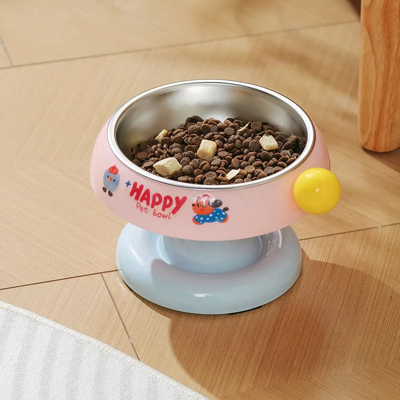Tigela antiderrapante para animais de estimação, tigela de água, tigela de comida, proteção da coluna cervical para gatos e cães, suprimentos para casa
